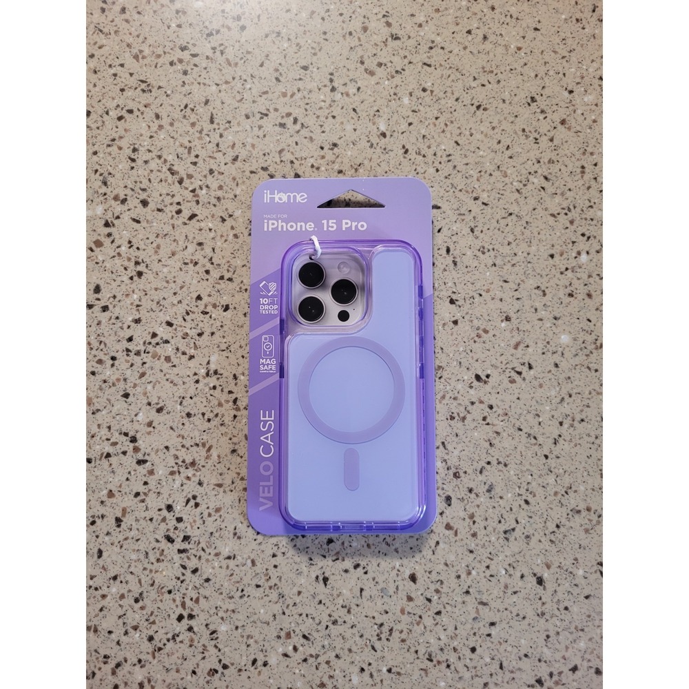 iHome Velo Purple iPhone 15 Pro Magsafe Compatible Protective Cellphone Case